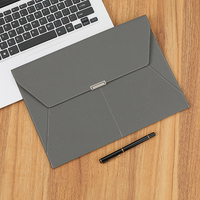Bolsa para documentos A4 con logotipo personalizado, Cartera de archivos de bolsillo para tarjetas, sobre de cuero PU para escuela, oficina, soporte para carpetas de presentación