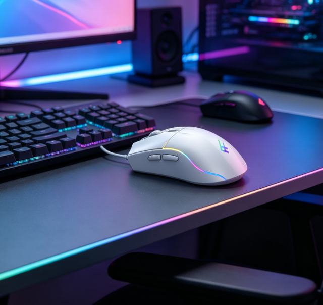 RGB Backlit Dual Mode Wireless 1K Polling Rate 12800 DPI Gaming Mouse Lightweight Wireless Programmable