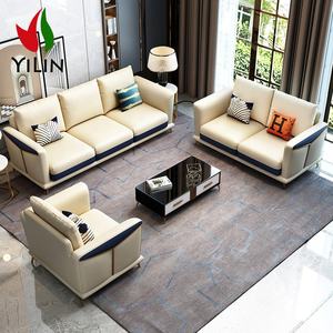 تصميم عصري طويل كريم جلد وسائد مقطعية بالصين مورد أثاث Canape En Cuir للاستخدام الفندقي للشقق - Product Image 1