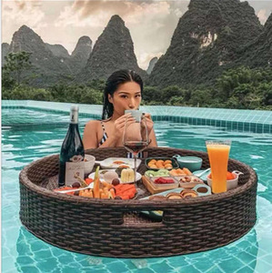 Plateau de petit-déjeuner flottant rond personnalisé pour hôtel, pour utilisation en piscine, étanche, léger, portable, plateau de service pour aliments et boissons - Product Image 1