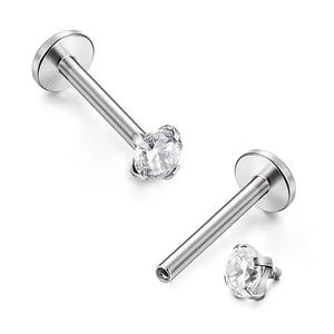 316L tongkat kuku bibir gigi Internal, besi tahan karat baja <span class=keywords><strong>Titanium</strong></span> tongkat pengganti kancing lidah ossikular Universal grosir - Product Image 1