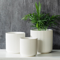 Pot Bunga Keramik Matte Modern Tahan Lama untuk Interior, Grosir Pot Bonsai Silinder Putih, Pot Tanaman Kerajinan, Gaya Kontemporer