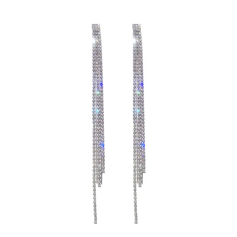 Long lustre gland dangle boucles d'oreilles bijoux de fête clair strass autrichien boucles d'oreilles en cristal pour les femmes