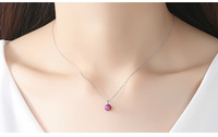 Pendentif boule opale 6MM, chaîne en argent sterling plaqué rhodium, collier tendance pour femme, fiançailles, fête, mariage, anniversaire
