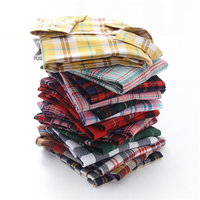 Chemise habillée en flanelle à carreaux rouge et noir brodée à manches longues pour homme, 100% coton, respirante, tissée