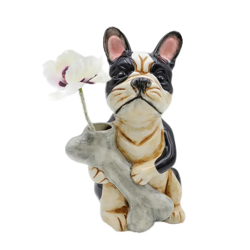Vaso da fioriera Bulldog in ceramica personalizzato Bulldog e fioriera in osso carino cane vaso da fiori da interno succulento vaso da piante Bulldog