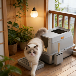 OEM Neuerscheinung Extra Große Kunststoff- & Metall-Katzentoilette mit Vollständig Geschlossenem Anti-Spritz-Deckel 20L Fassungsvermögen für Große Katzen - Product Image 1
