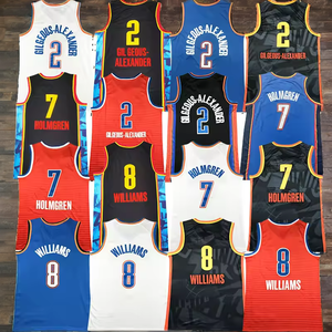 Nueva Camiseta Deportiva sin Mangas para Hombre 2025, Cosida, con los Números 2 de Gilgeous-Alexander, 7 de Holmgren y 8 de Jaylin Williams, de Alta Calidad, Transpirable, en Spandex/Poliéster - Product Image 2