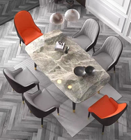 Ensemble moderne de 2 chaises de salle à manger en cuir PU, chaises rembourrées pour la cuisine, le salon, l'hôtel, structure en métal