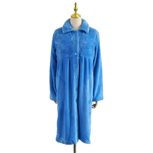 Женский пушистый банный халат из кораллового флиса, теплая пикантная ночная рубашка для женщин, пижама с пуговицами