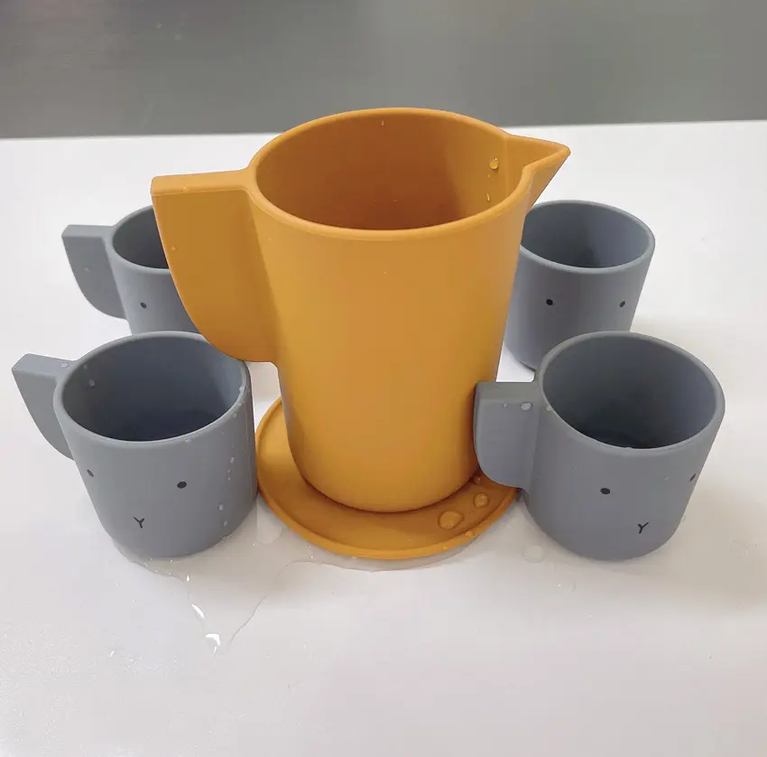 Novo conjunto de copo de chá de silicone inquebrável