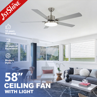 Ventilateur de plafond silencieux 1stshine de 58 pouces avec lumière LED à intensité variable, moteur DC, faible bruit, télécommande, décoratif, moderne