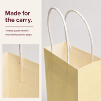 Sacs en papier kraft couleur unie marron avec poignées en papier pour les boutiques de cosmétiques et de beauté, liste de prix de gros, impression de logo personnalisé