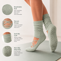 Chaussettes de yoga et de Pilates antidérapantes à logo personnalisé, chaussettes de ballet à lanières, prix d'usine, marque privée, faible MOQ, chaussettes de sport en gros