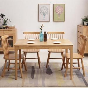 Juego de mesa y sillas de comedor de 6 piezas, madera maciza, rectangular, estilo nórdico moderno minimalista para el comedor del hogar - Product Image 3