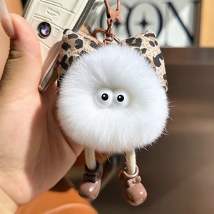 Mini Pendentif Porte-clés en Peluche avec Pompon en Fourrure de Lapin Rex, Motif Léopard, Kawaii, Moelleux, Breloque de Sac, Accessoire de Poupée - Product Image 4