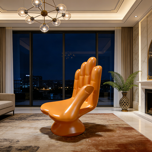 <span class=keywords><strong>Fauteuil</strong></span> d'appoint en forme de main orange, chaise créative en forme de palmier, <span class=keywords><strong>fauteuil</strong></span> de loisirs moderne en fibre de verre pour salon de luxe – Offre Spéciale - Product Image 4