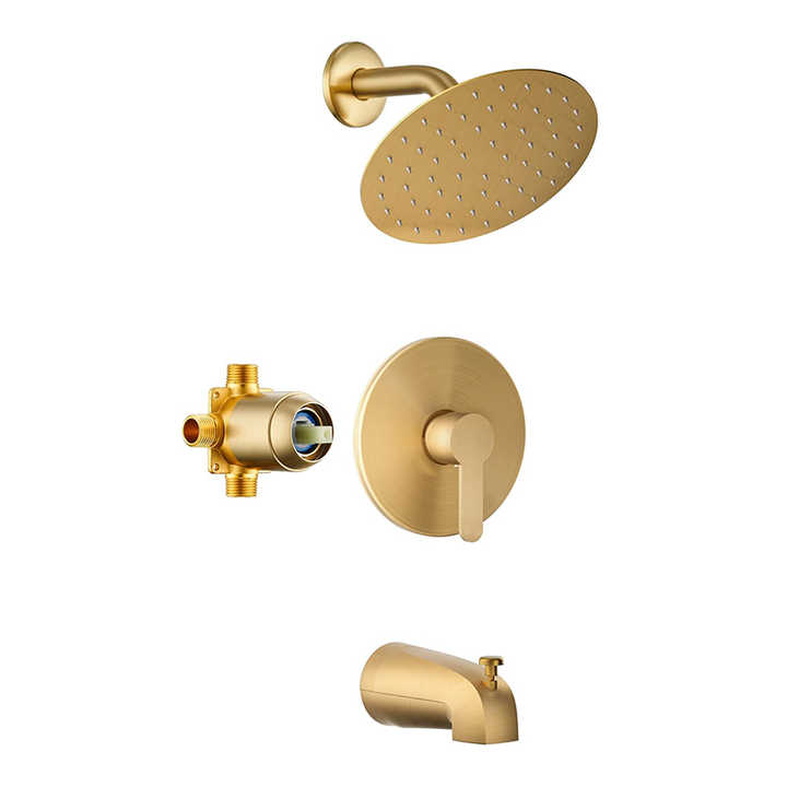 Solid Brass Inwall Roughin Valve 8 inch Round Showerhead and Tub