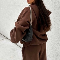 Ensemble de survêtement 2 pièces personnalisé pour femme en molleton bouclette épais, comprenant un sweat à capuche oversize et un pantalon de jogging, tenue de sport décontractée