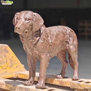 YOUFINE Özel Yapım Gerçek Boyutta Ev Bahçesi Dekoratif Metal Bronz Golden Retriever Köpek Heykeli - Product Image 6