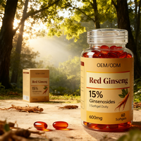 Capsules de ginseng rouge Panax OEM personnalisées, complément nutritionnel naturellement obtenu, approvisionnement en vrac, fabricant de marque personnalisée