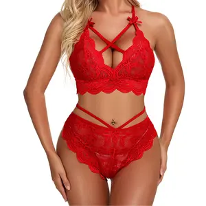 Women Plus Size Bra And Panty Set Red Color Training Bra And Panties Sets For Girls