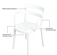 Chaise de salle à manger moderne en plastique légère et portable avec accoudoirs, ergonomique et empilable pour restaurants, écoles, cafés, appartements