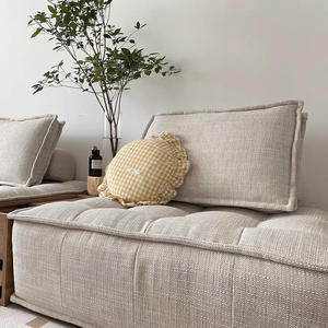 Wabi-sabi muebles de hotel sofá de gran tamaño silla escandinava tela de lino marrón cuero <span class=keywords><strong>Puff</strong></span> sofá silla - Product Image 4