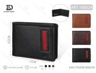 Portafoglio da uomo in vera pelle, corto, pieghevole, stile minimalista, ideale come regalo - Product Image 1