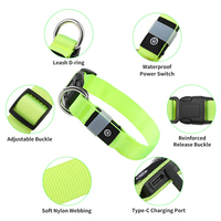 Kalung Hewan Peliharaan LED Warna Murni Berkedip Serat Optik F5 LED, Kalung Anjing Nilon Isi Ulang USB Tipe C, Kedip Cepat Berkelanjutan Kedip Lambat
