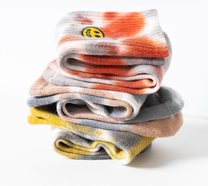 Chaussettes pour hommes personnalisées OEM, tie-dye, broderie sourire, coton côtelé, style streetwear, skate, décontractées - Product Image 2