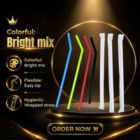 Fantaisie 9mm Décorations En Plastique Pailles Artistique Jetable Boba 200mm pour Ce Tube De Boisson Jetable De Machine Colorée Avec Paille
