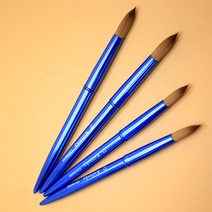Pinceau à ongles en acrylique Kolinsky à manche métallique bleu, pinceau rond pour poudre acrylique, différentes tailles, marque privée - Product Image 5