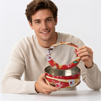Boîte en étain ronde de qualité alimentaire avec fenêtre, matériaux recyclés, logo personnalisé pour l'emballage de grands cadeaux, bonbons, chocolats, biscuits, en-cas