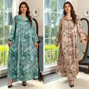 Loose Embroidery Solid Color Embroidery Women Abaya Dubai Islamic Clothing Slim Abaya Kimono Robe Long Skirt For Muslim Women