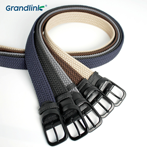 3.5cm 38mm Logo personnalisé hommes noir réglable tressé en cuir extensible bout élastique tissé <span class=keywords><strong>ceinture</strong></span> extensible - Product Image 2