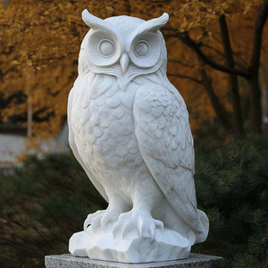 Tay chạm khắc thiết kế hiện đại ngoài trời điêu khắc động vật bằng đá cẩm thạch Trắng Cú tượng với kích thước tùy chỉnh và cài đặt freestanding - Product Image 3