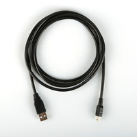 Kabel Data USB 2.0 AM ke Mini USB Hitam 1m1.8m untuk Komputer, Pengisian Cepat 3A, Pelindung Kepang, Selubung PVC, Fitur Cetak