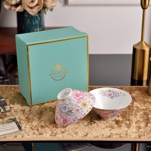 All-Over Floral Pattern Ceramic Conical Bowl <b>for</b> Salad or Dessert - Product Image 3