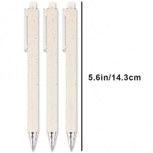 Stylo bille en paille de blé ABS, action facile par pression, pointe balle 1,0 mm, encre noire, écriture supérieure, couleur macaron - Product Image 5