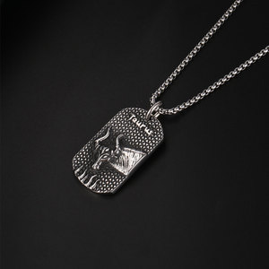 Collier du zodiaque Taureau pour hommes, pendentif en alliage de Zinc SP865, breloque de Style militaire, bijoux cadeau - Product Image 3