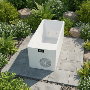 Bain de glace intérieur tout-en-un en acrylique blanc pour 1 personne avec refroidisseur intégré – En stock - Product Image 3