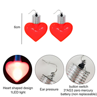 Boucles d'oreilles pendantes en forme de cœur en plastique LED alimentées par piles 2026 pour lumière rouge et rose, cadeau de Saint-Valentin, de mariage ou d'anniversaire