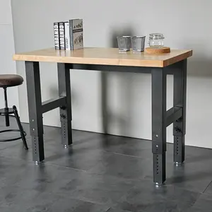 Table de travail en bois dur avec pieds réglables, usage domestique, pour la cuisine, 4 pieds