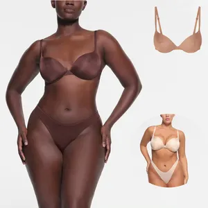 Boskims sutiã plus size feminino, sutiã embutido de nylon para uso diário, material sólido e confortável, estilo push-up e brilhante, personalizável