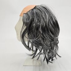 Peluca de cabello humano con parte lateral Longitud media Recta Calva y cabello blanco en varios tamaños-8 a 16 pulgadas - Product Image 1