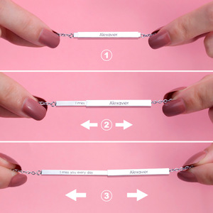 <span class=keywords><strong>Collana</strong></span> con Messaggio Nascosto Personalizzabile in Acciaio Inossidabile, Ciondolo Retrattile, <span class=keywords><strong>Collana</strong></span> con <span class=keywords><strong>Nome</strong></span> Personalizzato per Innamorati - Product Image 2