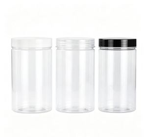 Bocaux cylindriques en plastique PET transparent avec couvercles à vis pour usage cosmétique 4oz 5oz 8oz 10oz 12oz 16oz - Product Image 4