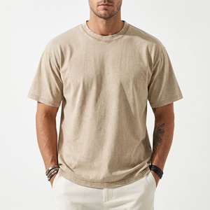 Camiseta de algodón puro de manga corta para <span class=keywords><strong>hombre</strong></span>, estilo americano, holgada, transpirable, vintage, lavada y desgastada, 200G, venta al por mayor transfronteriza - Product Image 3