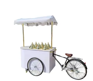 MEHEN MR8 Gelato Italiano Bicicleta Ice Cream Cart Móvel Push Picolé Showcase Congeladores Vending Cart Para uso comercial
